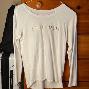 Lululemon white logo love tee long sleeve